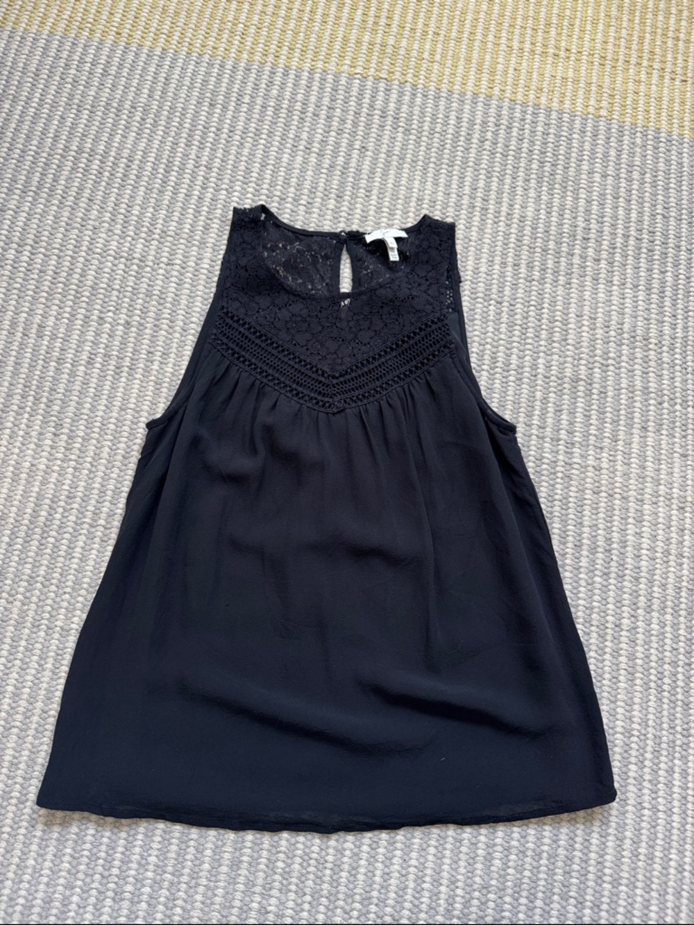 Joie Black Lace Yoke Sleeveless Blouse